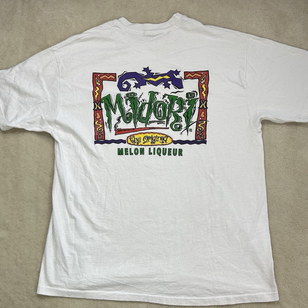 Vintage 90s Hanes Midori Liqueur Graphic T-shirt Adult XL USA Single Stitch